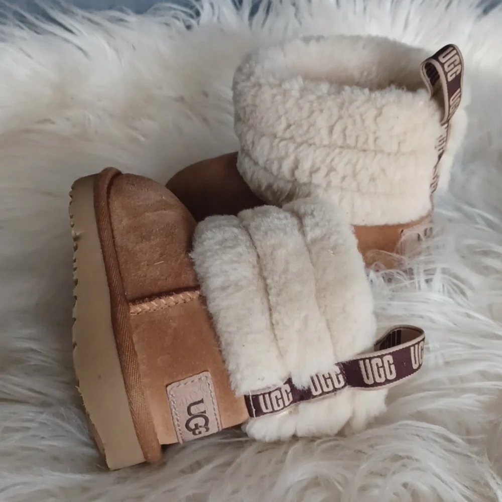 Toddler UGG Sheepskin Boots with Cream and Brown Accents